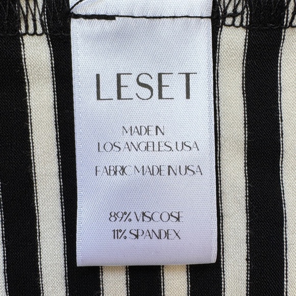 NWOT LESET Striped Slim Fit Tee Shirt - Black/ Off White - Small - Picture 3 of 5